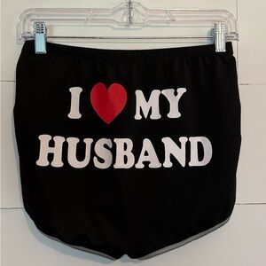 Black I Love My Husband Shorts Size S